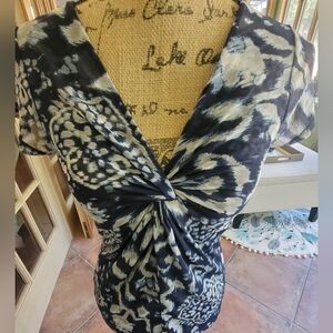 INC International Concepts Black and Cream Blouse